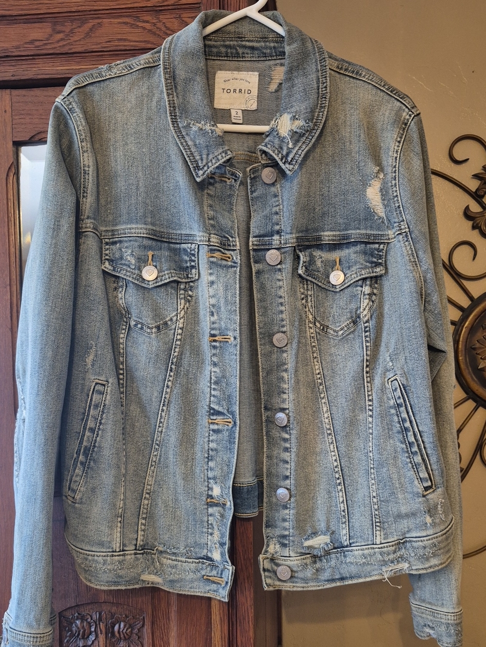 Torrid Light Blue Distressed Denim Jacket